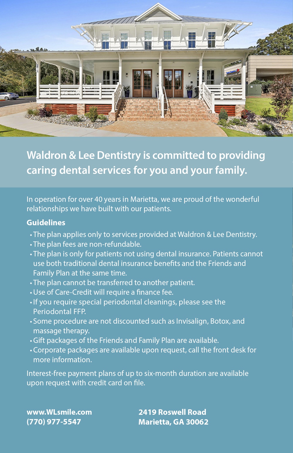Waldron & Lee Dentistry Friends Family Plan